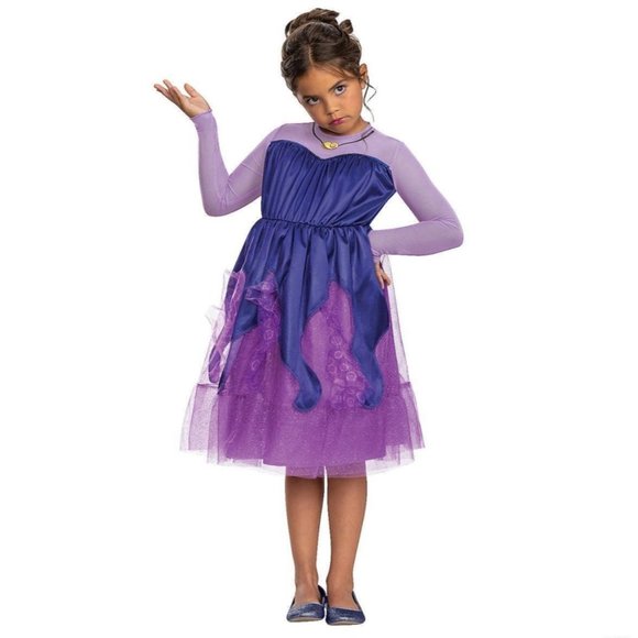 Disney NWT Disguise Little Mermaid Ursula Costume tulle dress size medium 7-8